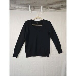 Talbots Womens Black Pullover Sweater Pure Cashmere‎ Long Sleeve V Neck Size pS